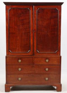 Appraisal: GEORGE III MAHOGANY LINEN PRESS EARLY TH C GEORGE III