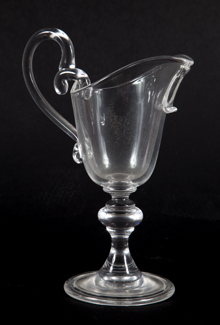 Appraisal: Steuben crystal ewer stylized form with applied handle in H