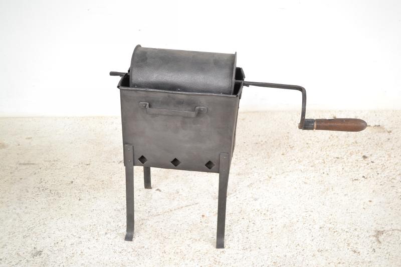 Appraisal: A SMALL ANTIQUE IRON COFFEE ROASTER A SMALL ANTIQUE IRON