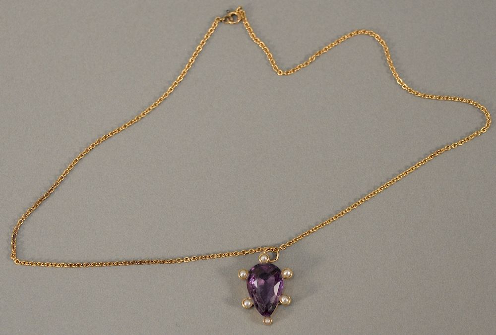 Appraisal: karat gold and amethyst pendant and chain total weight grams