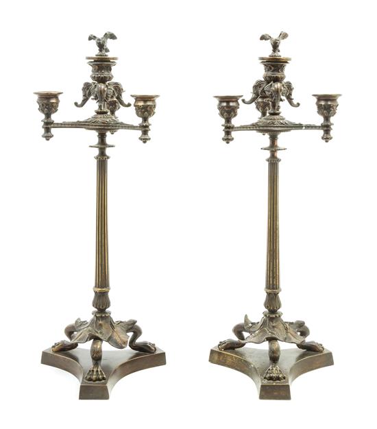 Appraisal: Sale Lot A Pair of Neoclassical Bronze Four-Light Candelabra th