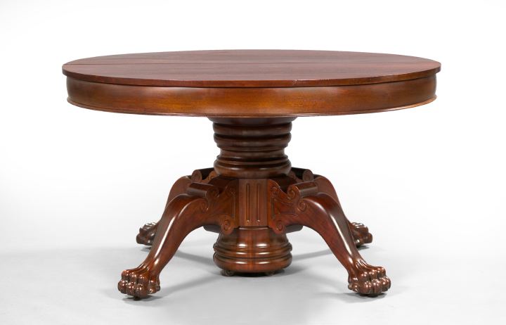 Appraisal: American Late Classical Revival Mahogany Banquet Table ca the circular