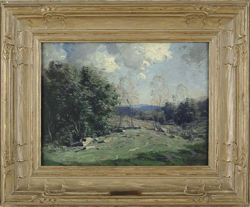 Appraisal: GEORGE MATTHEW BRUESTLE American - COUNTRYSIDE Oil on canvas laid