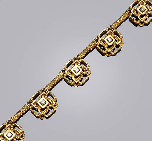 Appraisal: A diamond and eighteen karat gold necklace weighing approximately grams