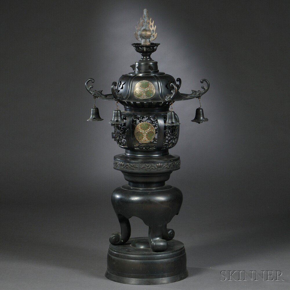 Appraisal: Bronze Dai-toro Lantern Japan th th century six-part structure with