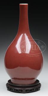 Appraisal: COPPER RED GLAZED BOTTLE VASE Please Note Catalog images in