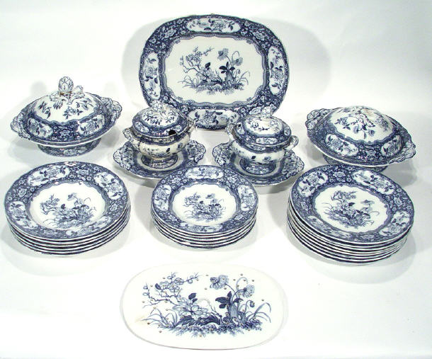 Appraisal: Victorian Mintons and Hollins ironstone dinner service transfer printed with