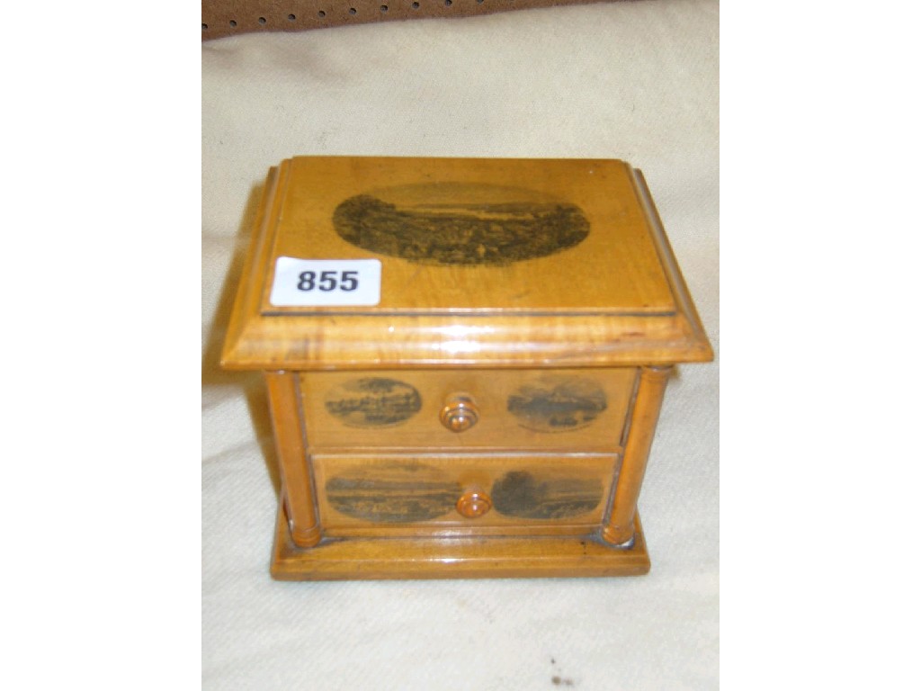 Appraisal: A Two drawer jewel box with column supports of Mauchline