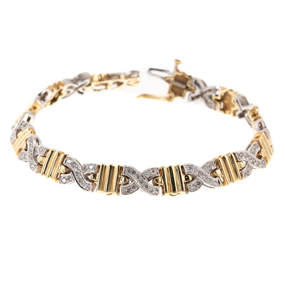 Appraisal: A Diamond X Link Bracelet in K K yellow and