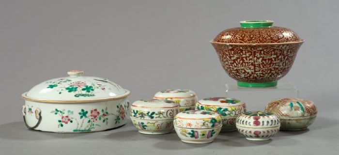 Appraisal: Collection of Nine Oriental Porcelain Containers fourth quarter th century