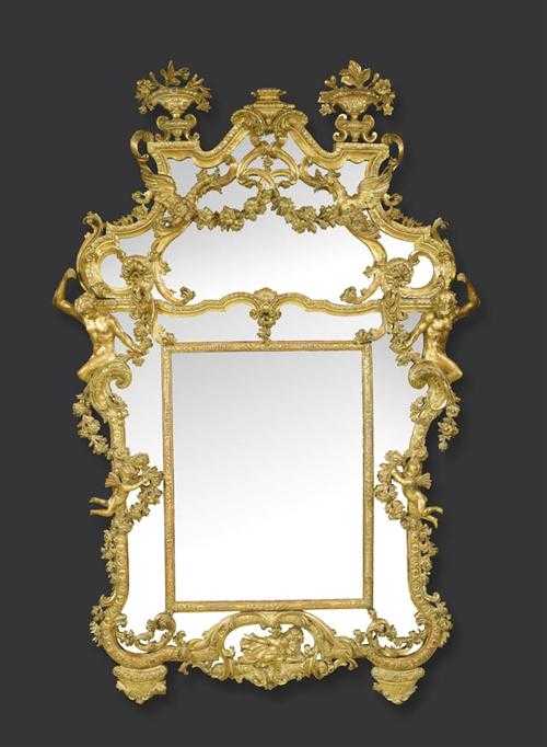 Appraisal: PAIR OF IMPORTANT MIRRORS WITH PUTTI Baroque Rome or Florence