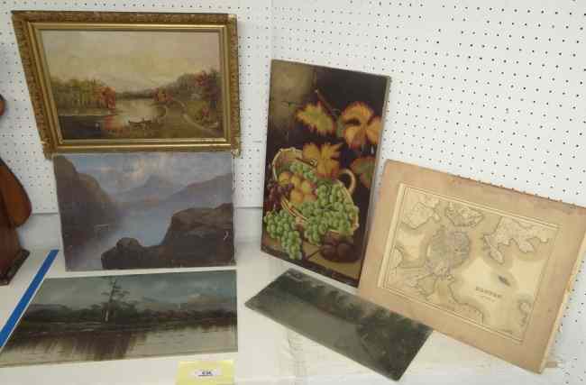 Appraisal: Lot six pcs artwork including th c landscapes early Boston