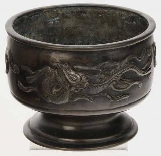 Appraisal: Chinese Bronze Dragon Censer raised seal mark on bottom -