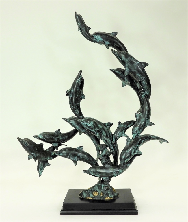 Appraisal: SAN PACIFIC INTERNATIONAL BRONZE DOLPHIN SCULPTURE United States th CenturyNaturalistically