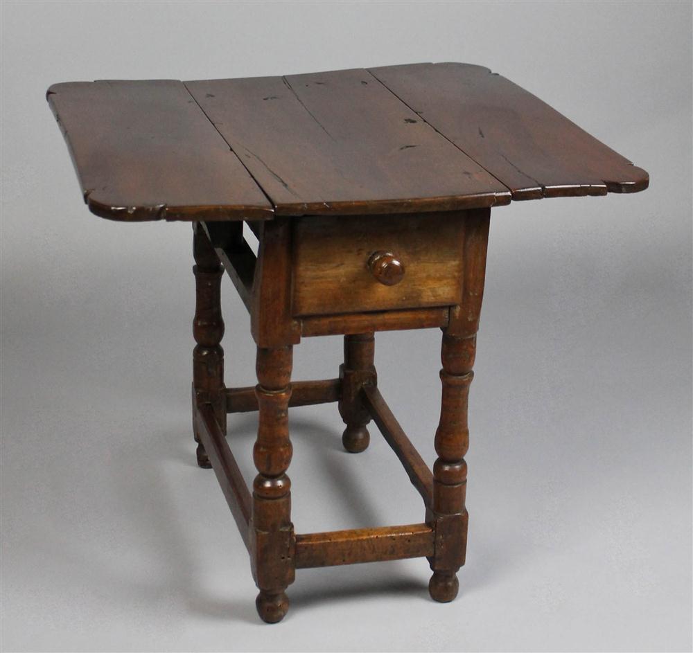 Appraisal: WILLIAM AND MARY STYLE DIMINUTIVE CHERRYWOOD DROP LEAF TABLE mid