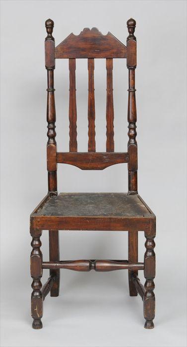 Appraisal: NEW ENGLAND WILLIAM AND MARY GRAIN-PAINTED BANISTER-BACK SIDE CHAIR The