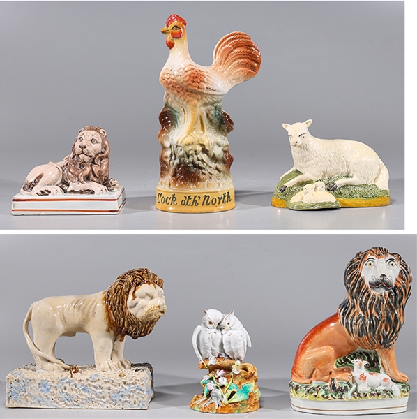 Appraisal: Group of six assorted antique porcelain animal figures one by