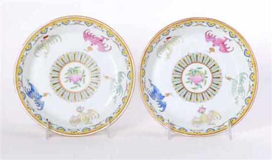 Appraisal: Pair Chinese Export famille rose peach-decorated dishes th th century