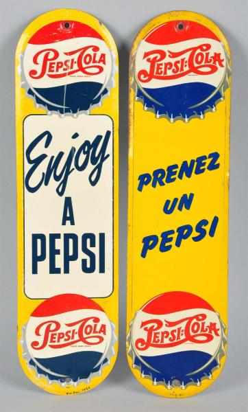 Appraisal: Pair of Tin Pepsi-Cola Canadian Door Push Plates Description One