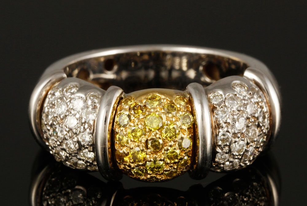 Appraisal: - K Yellow Diamond Ring k white gold ring with