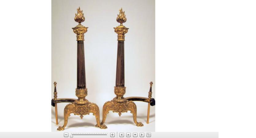 Appraisal: Pair of Louis XVI style gilt metal chenets The flame