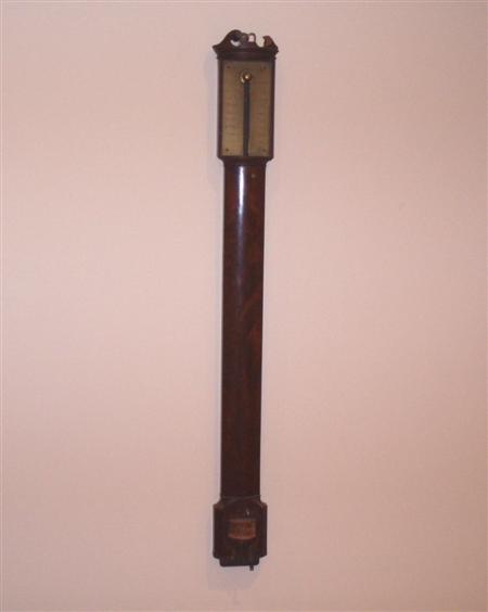 Appraisal: A th century mahogany stick barometer By Cary London with