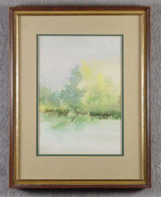 Appraisal: Watercolor Landscape attributed to Elliott Daingerfield Large stream bordered with