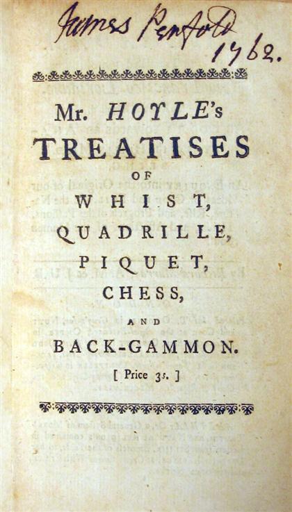 Appraisal: vol Hoyle Edmond Mr Hoyle's Treatises of Whist Quadrille Piquet