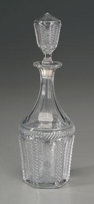 Appraisal: Fine decorated crystal decanter large hollow stopper with rope-twist and