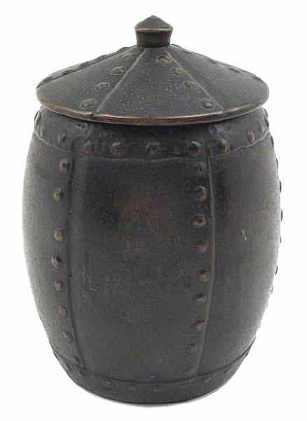 Appraisal: A Clewell copper-clad pottery tobacco jar marked CLEWELL CANTON O