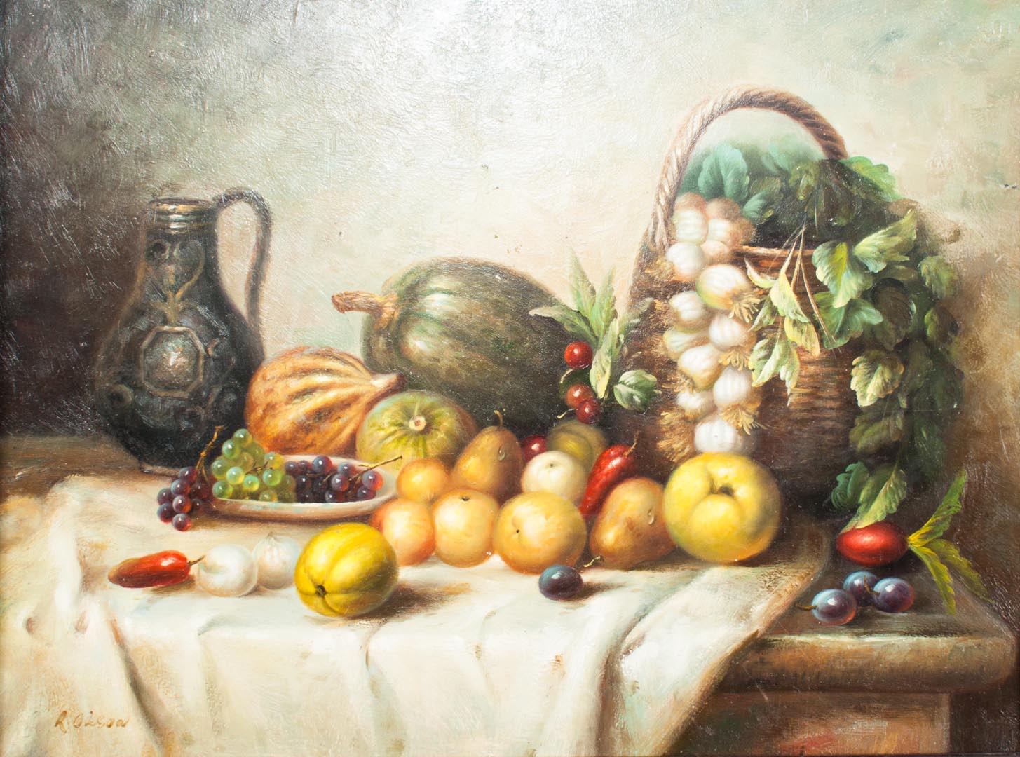 Appraisal: R Olson Still Life with Fruit oil on panel th