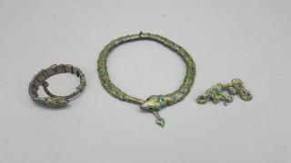 Appraisal: Margot de Taxco Enamel Silver Snake Jewelry Set Margot de