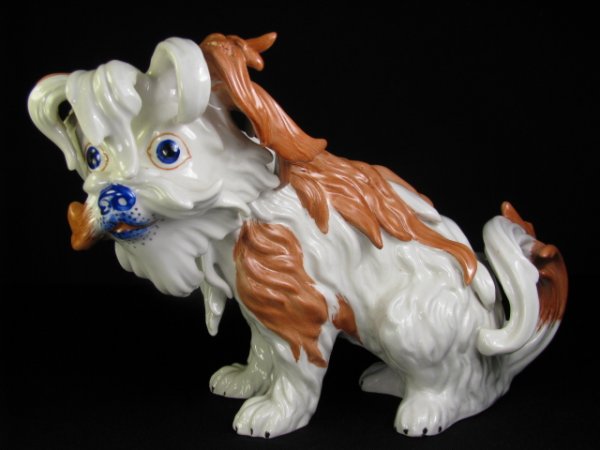 Appraisal: Hand painted Italian porcelain curly dog figurine in Meissen style