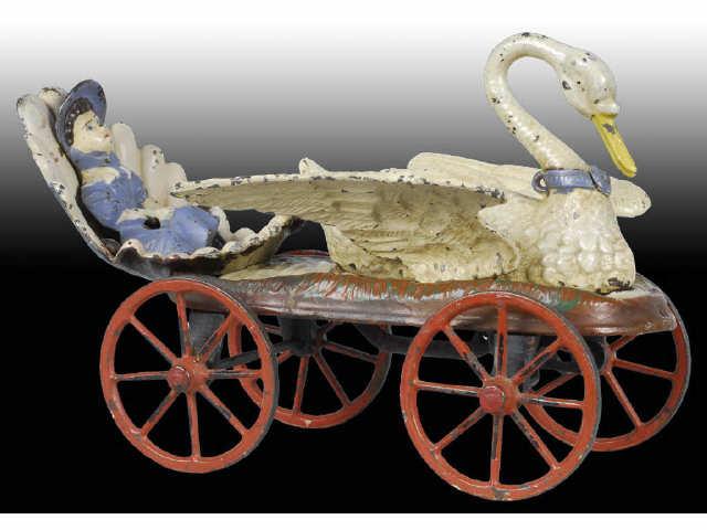 Appraisal: Cast Iron J E Stevens Swan Chariot Toy Description Circa