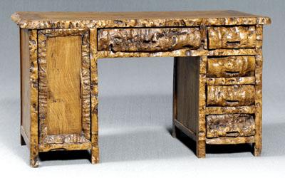 Appraisal: Rustic style hardwood writing desk one long drawer flanked by