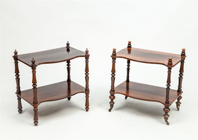 Appraisal: Assembled Pair of Rosewood End Tables One with casters x