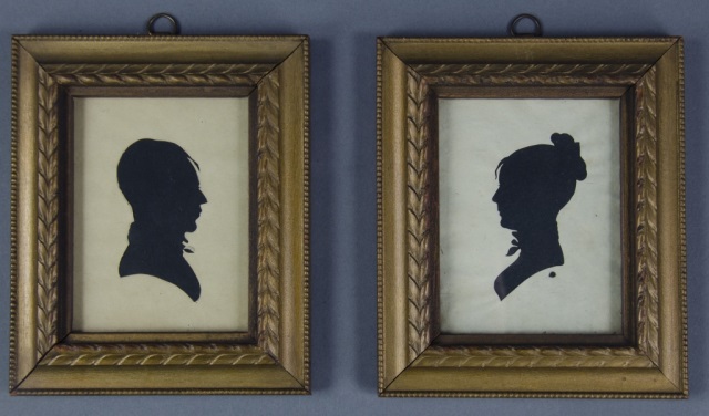 Appraisal: Pair of Hollow-Cut American Silhouettes th century Of a couple