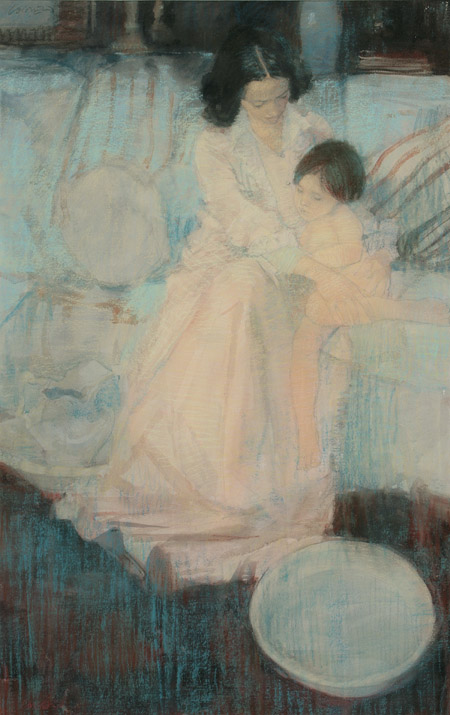 Appraisal: Henry Casselli American b Mother and Child on a Sofa