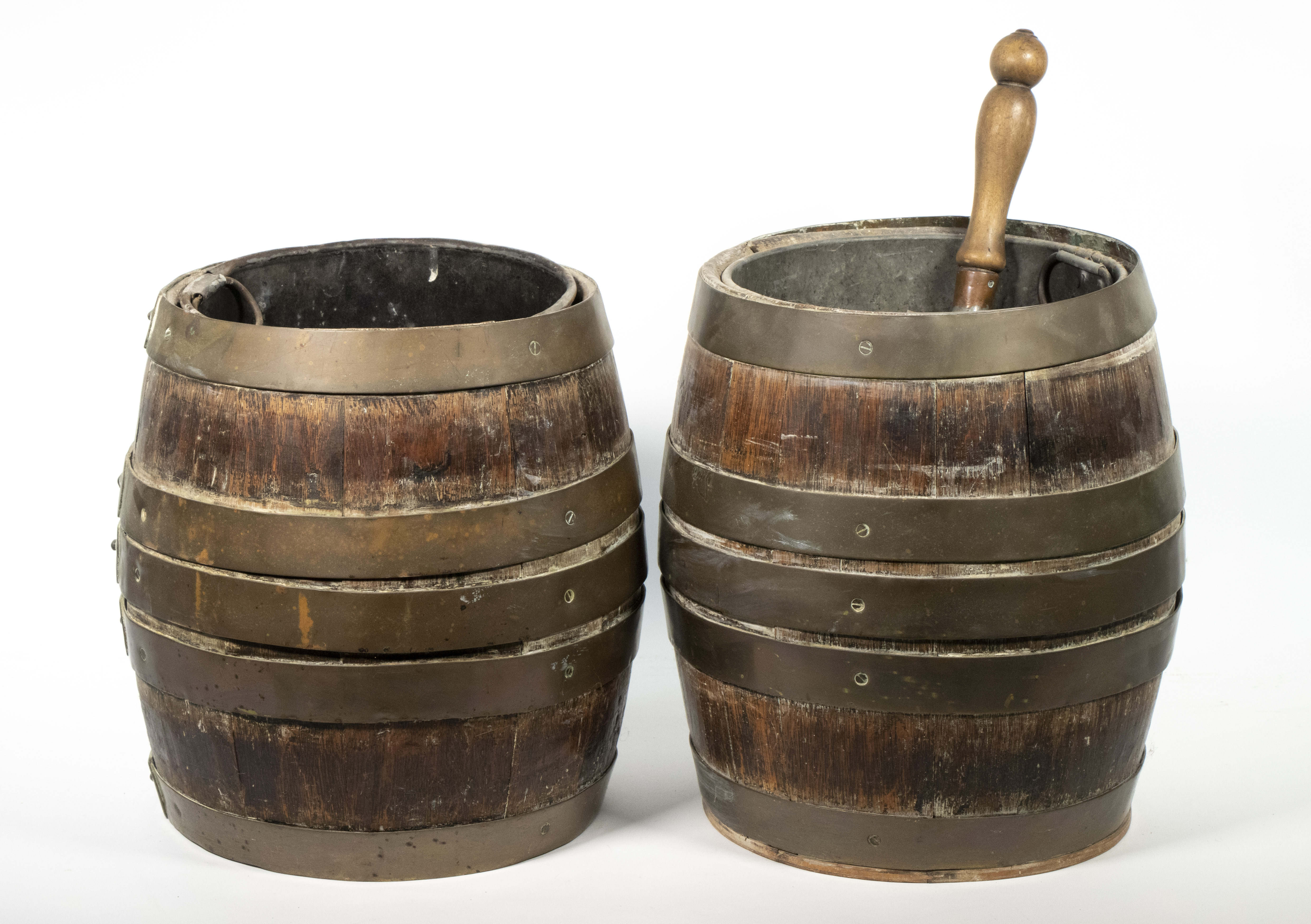 Appraisal: PR ENGLISH PEAT BUCKETS Pair of th c Brass Bound