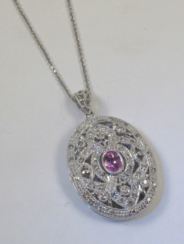 Appraisal: WHITE GOLD LOCKET AND CHAIN NECKLACE The k white gold