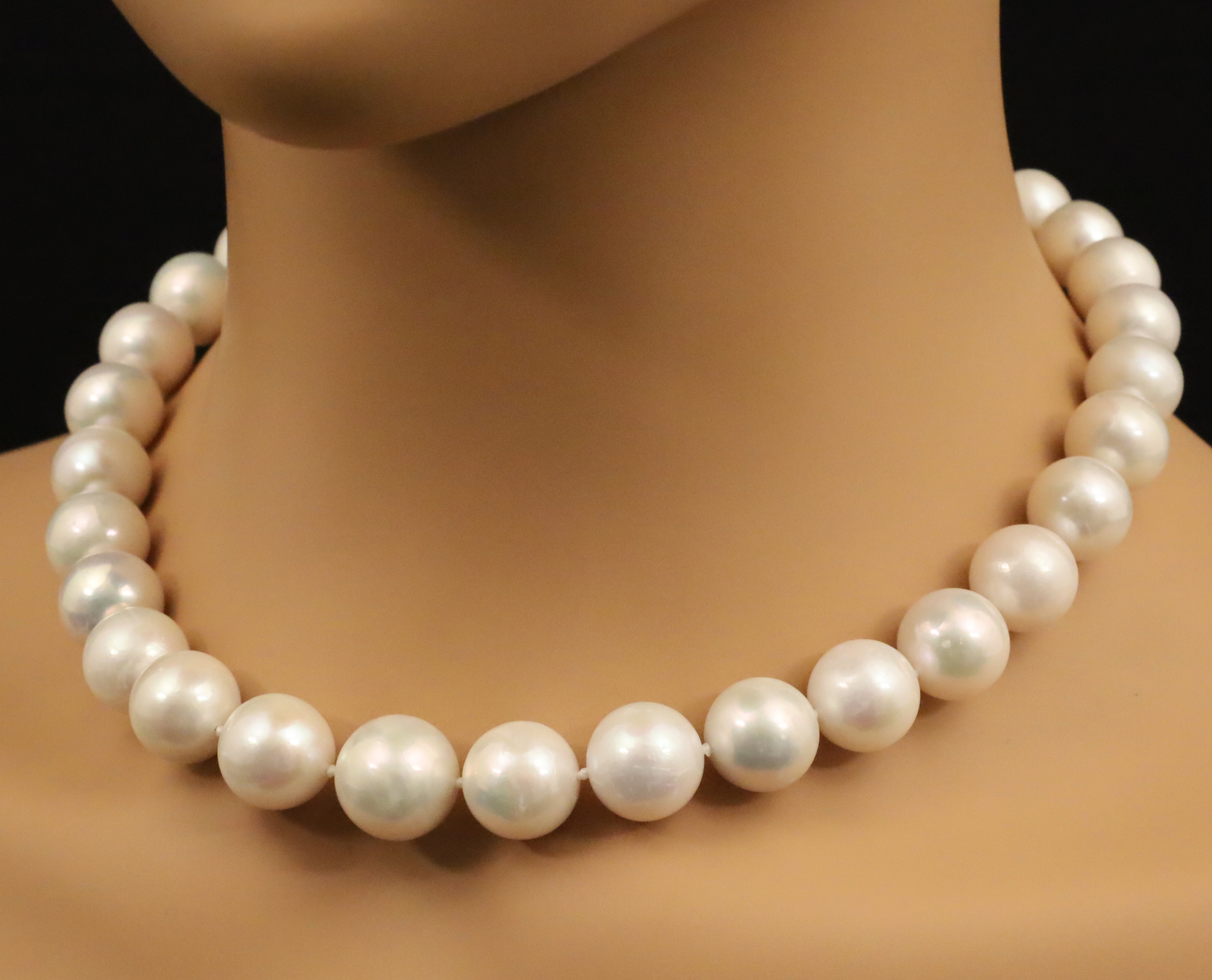 Appraisal: GRADUATING NATURAL PEARL NECKLACE K CLASP graduating natural white opalescent