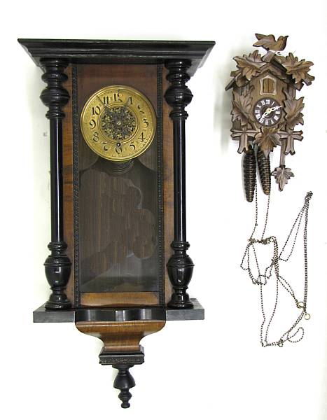 Appraisal: A Vienna part ebonized walnut regulator clock and a German