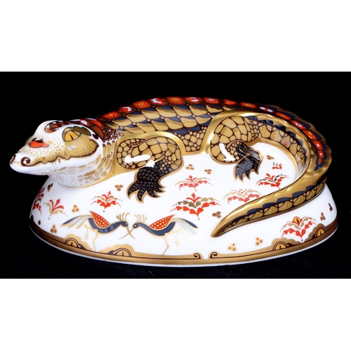 Appraisal: A Royal Crown Derby Crocodile paperweight Gold Signature Edition commissioned