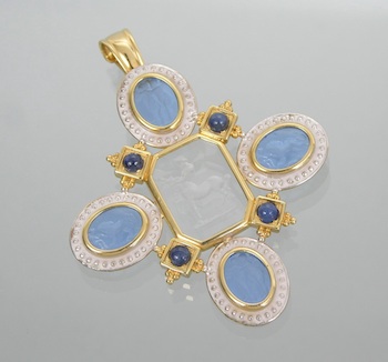 Appraisal: An Impressive Quatrefoil Design Intaglio Pendant k yellow gold quatrefoil