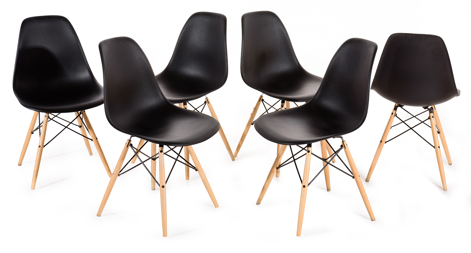 Appraisal: CHARLES RAY EAMES SIX DSW CHAIRS FOR VITRA Polypropylene Wooden