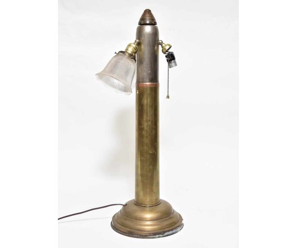 Appraisal: Large brass artillery shell converted to an electric lamp h