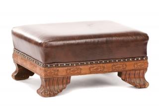 Appraisal: English Arts Crafts Style Leather Footstool Likely English early th