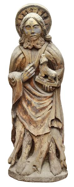 Appraisal: AN TH CENTURY CARVED SANDSTONE FIGURE OF JOHN THE BAPTIST