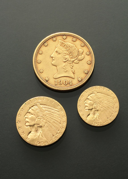 Appraisal: Three U S Gold Coins Consisting of an Indian Head