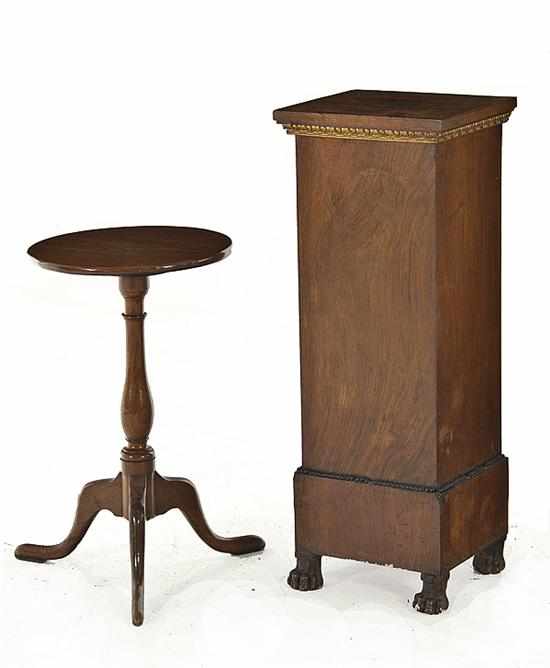 Appraisal: Regency walnut pedestal and Georgian style oak candlestand mid th